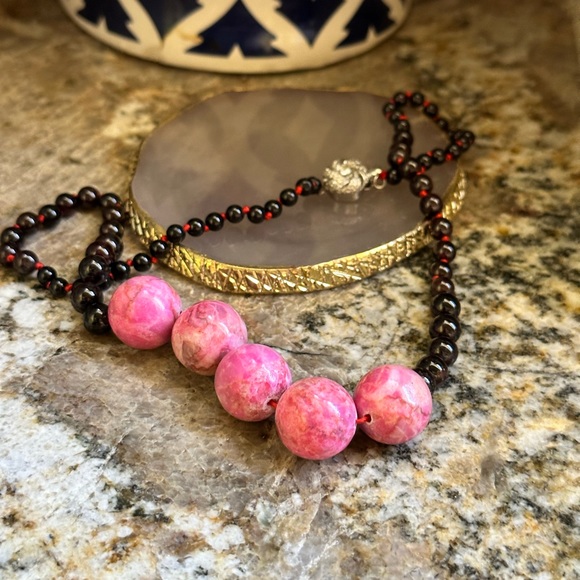 Garnet Rhodonite Beaded Necklace - Picture 5 of 8